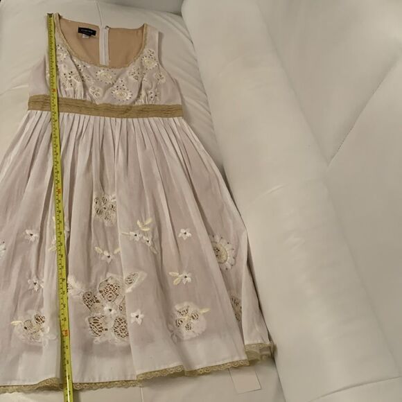Spense Embroidered Floral Print Off White Gold Lightweight Dress Size 4 - Picture 5 of 11